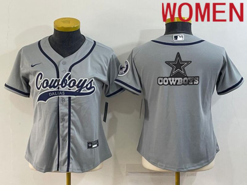 Women Dallas Cowboys Blank Grey 2022 Nike Co branded NFL Jersey->women nfl jersey->Women Jersey